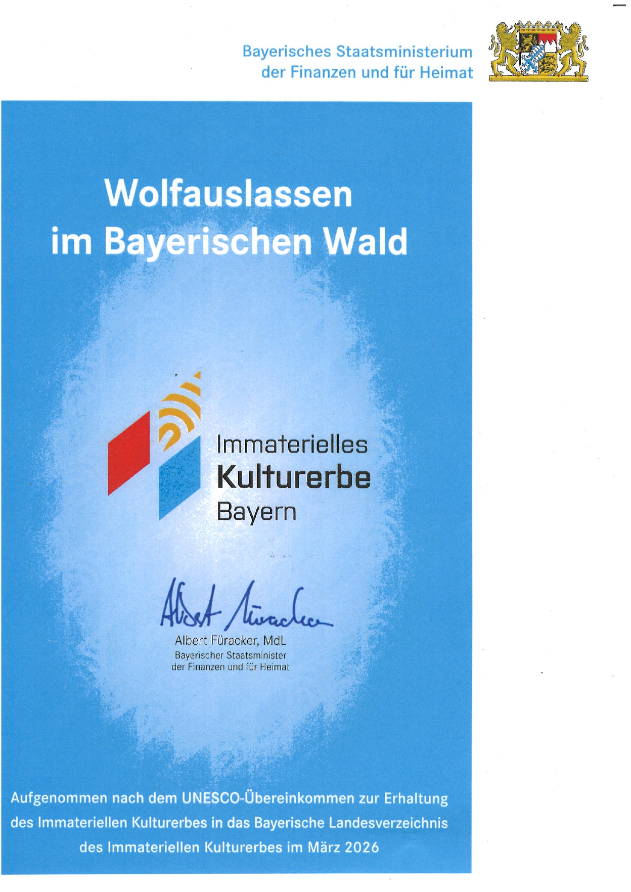 Urkunde - Wolfauslassen