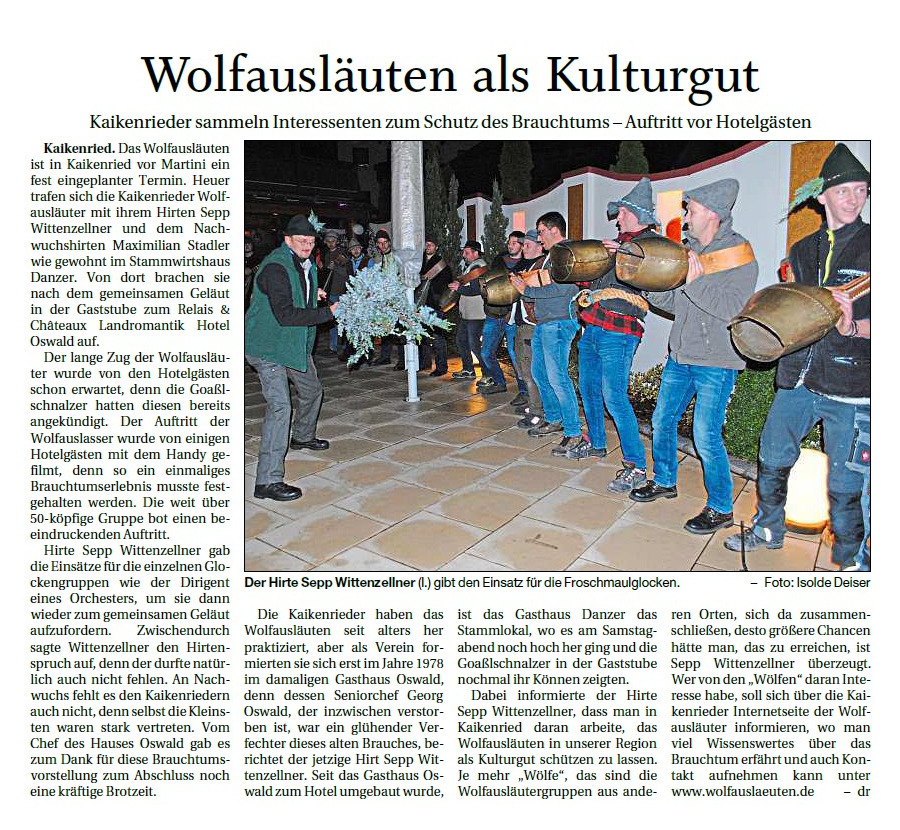 PNP Artikel Wolfausläuten als Kulturgut